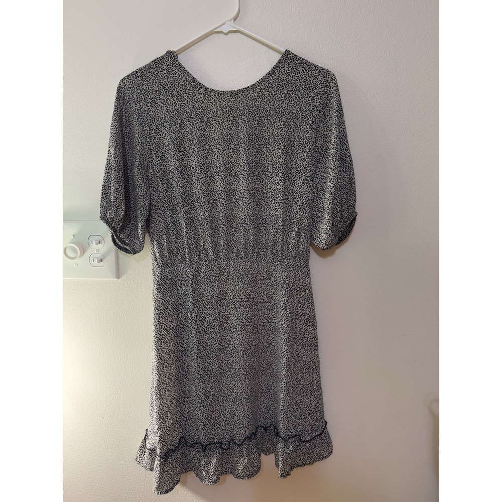 Sienna Sky Short Puff Sleeve Eggshell Ivory Black Dress Women's Size‎ M